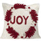 Hand Felted Wool Christmas Pillow - JOY Wreath Cream - 20" Arcadia Home